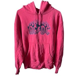 Vintage‎ Rockware AC/DC Flaming Logo Graphic Hoodie Sweatshirt Large